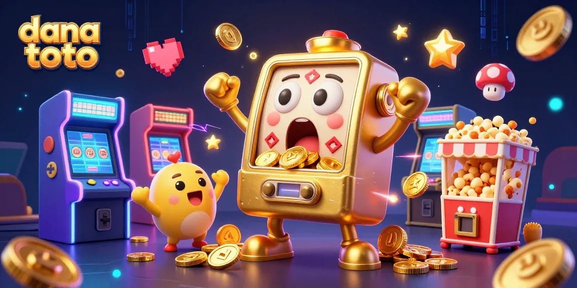 Experience the excitement of dana toto with a thrilling jackpot scene featuring a golden slot machine.